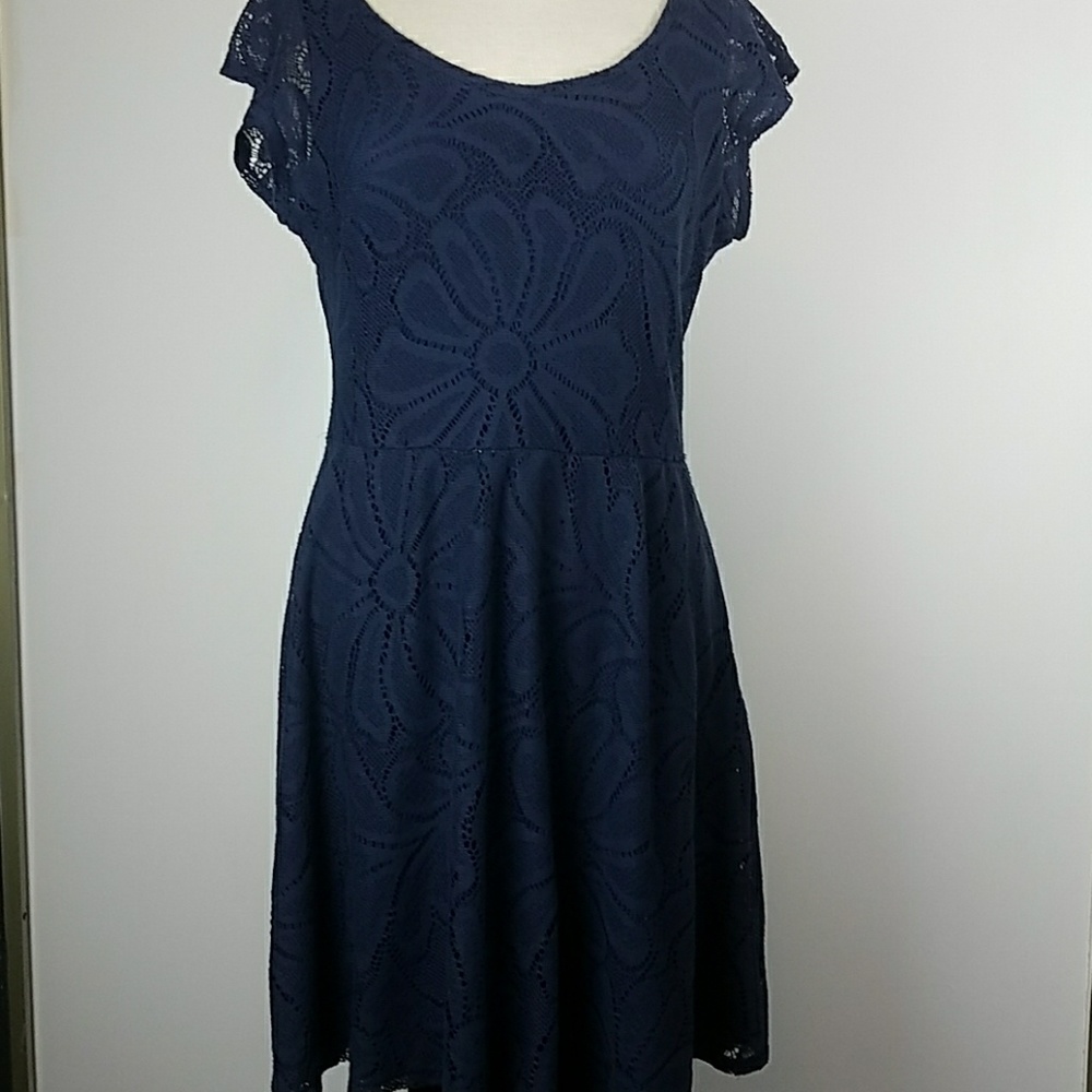 Anthropologie Deletta navy blue dress  . B01-01